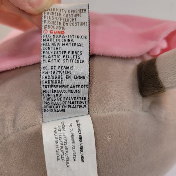 GUND Hello Kitty x Pusheen Plush 10" Pink Costume Dress Up Cat Sanrio 2021 - Picture 10 of 14